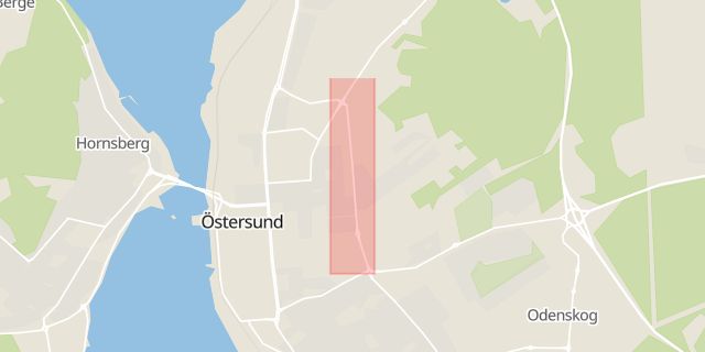 Karta som med röd fyrkant ramar in Genvägen, Krokom, Hyggesvägen, Krondikesvägen, Marielund, Östersund, Jämtlands län