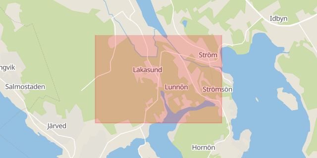 Karta som med röd fyrkant ramar in Hagen, Lakasund, Örnsköldsvik, Västernorrlands län