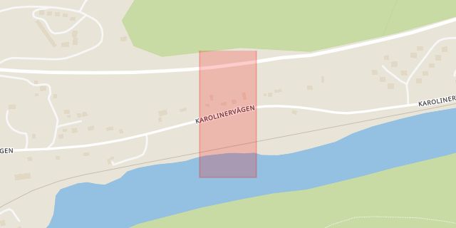 Karta som med röd fyrkant ramar in Duved, Karolinervägen, Åre, Jämtlands län