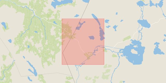 Karta som med röd fyrkant ramar in Storlien, Norge, Åre, Jämtlands län