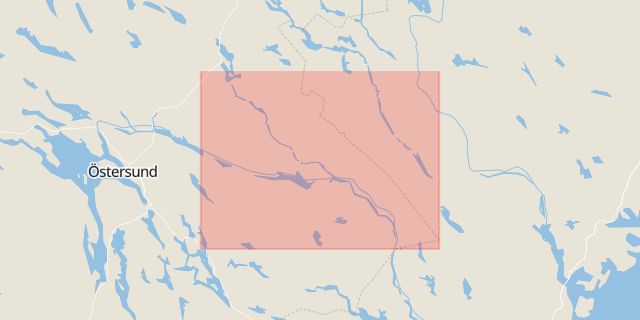 Karta som med röd fyrkant ramar in Bispgården, Östersund, Ragunda, Jämtlands län