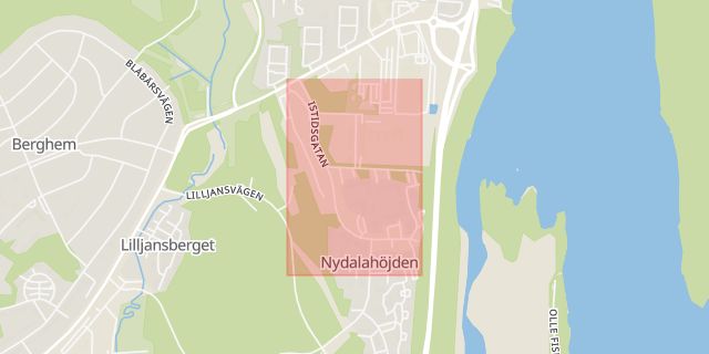 Karta som med röd fyrkant ramar in Ersboda, Istidsgatan, Umeå, Västerbottens län