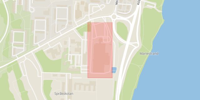 Karta som med röd fyrkant ramar in Mariehem, Umeå, Västerbottens län