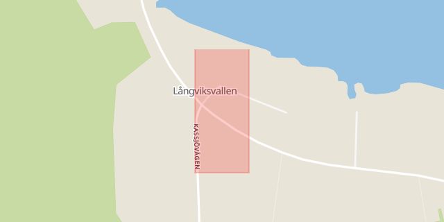 Karta som med röd fyrkant ramar in Långviksvallen, Tavelsjö, Umeå, Västerbottens län
