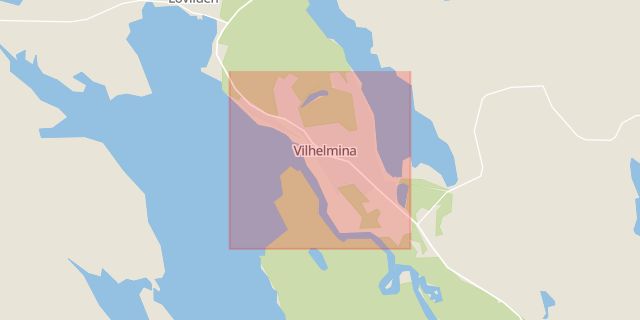 Karta som med röd fyrkant ramar in Valsjön, Fättjaur, Vilhelmina, Västerbottens län