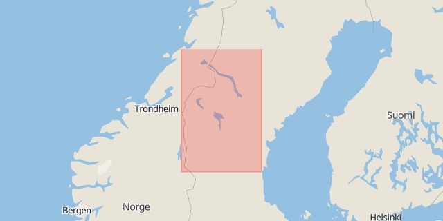 Karta som med röd fyrkant ramar in Jämtlands Län, Föllinge, Krokom, Hallen, Svenstavik, Brunflo, Östersund, Funäsdalen, Jämtland, Jämtlands län