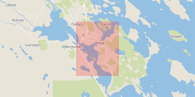 Karta som med röd fyrkant ramar in Sikfors, Gryning, Piteå, Norrbottens län