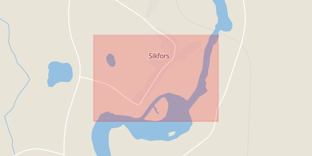 Karta som med röd fyrkant ramar in Sikfors, Högsta, Älvsbyn, Norrbottens län