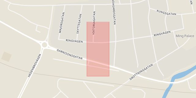 Karta som med röd fyrkant ramar in Postens Företagscenter, Boden, Norrbottens län