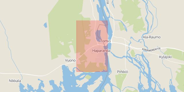 Karta som med röd fyrkant ramar in Norrbotten, Haparanda, Norrbottens län
