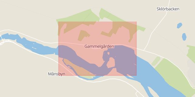 Karta som med röd fyrkant ramar in Åkroken, Gammelgården, Kalix, Norrbottens län