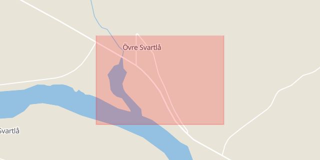 Karta som med röd fyrkant ramar in Övre Svartlå, Boden, Norrbottens län