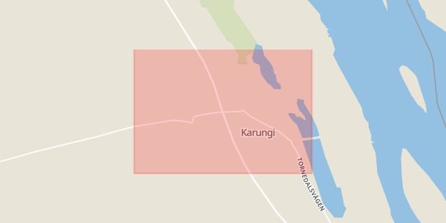 Karta som med röd fyrkant ramar in Karungi, Haparanda, Norrbottens län