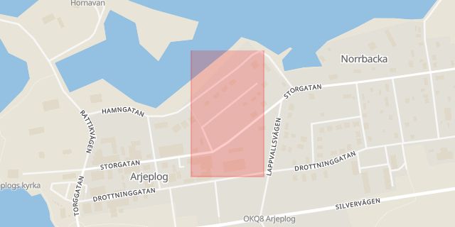 Karta som med röd fyrkant ramar in Fjället, Arjeplog, Norrbottens län
