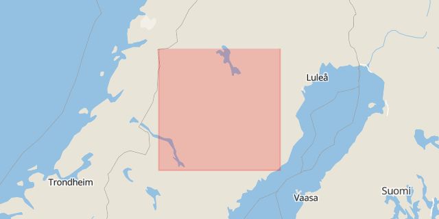 Karta som med röd fyrkant ramar in Vilhelminavägen, Lycksele, Tegelbruksvägen, Umeå, Blå Vägen, Storuman, Västerbottens län