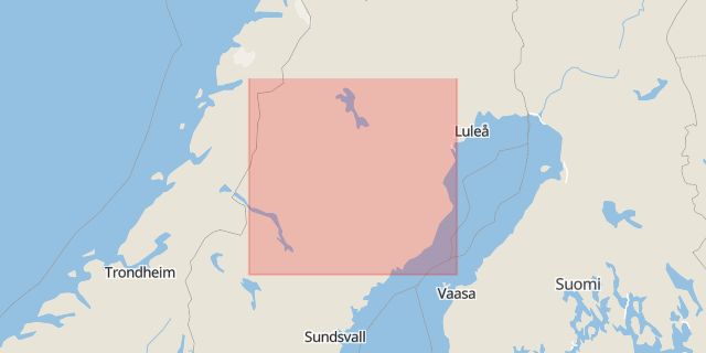 Karta som med röd fyrkant ramar in Vännäs, Skellefteå, Västerbotten, Västerbottens län