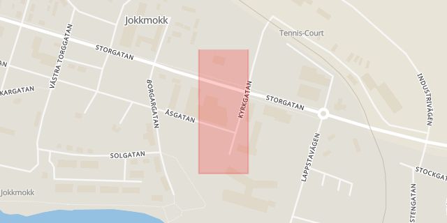 Karta som med röd fyrkant ramar in Fjällen, Fjället, Jokkmokk, Norrbottens län