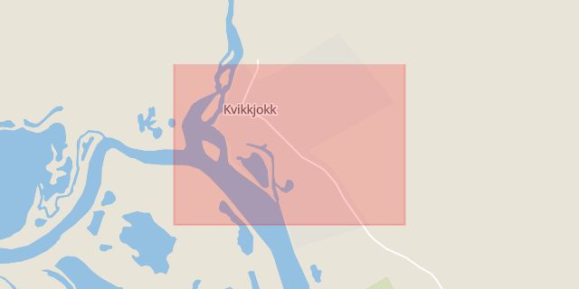 Karta som med röd fyrkant ramar in Kvikkjokk, Jokkmokk, Norrbottens län