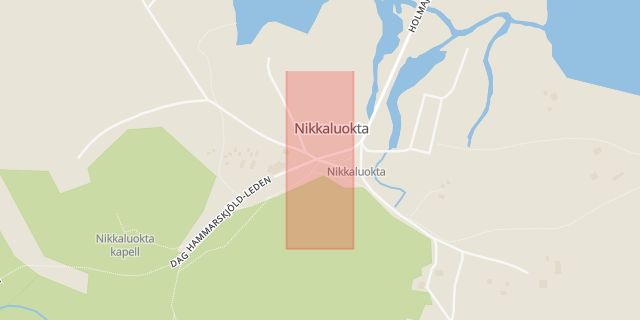 Karta som med röd fyrkant ramar in Sverige, Norge, Nikkaluokta, Gällivare, Norrbottens län