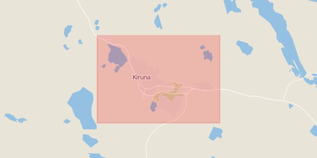 Karta som med röd fyrkant ramar in Kiruna, Boden, Norrbottens län
