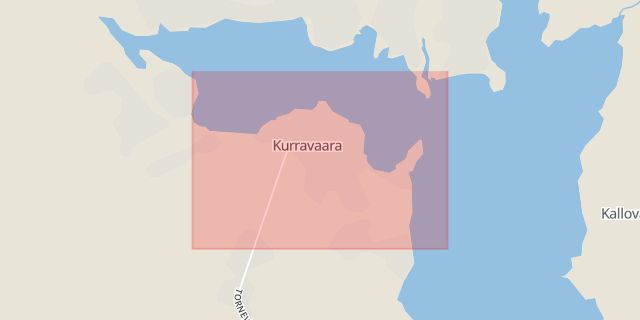 Karta som med röd fyrkant ramar in Kurravaara, Norrbottens län