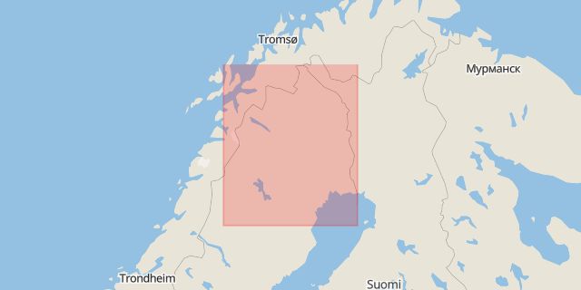 Karta som med röd fyrkant ramar in Byske, Västerbotten, Norrbotten, Skellefteå, Norrbottens län