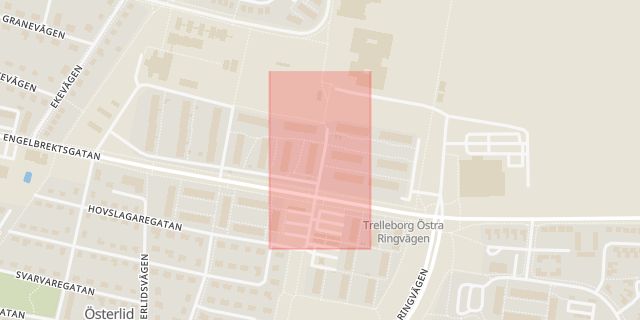 Karta som med röd fyrkant ramar in Sockenvägen, Trelleborg, Skåne län