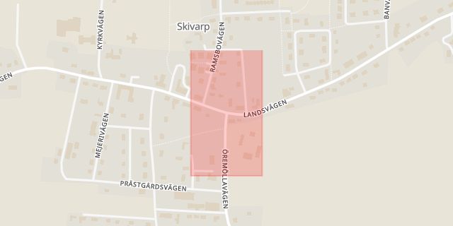 Karta som med röd fyrkant ramar in Skivarp, Skurup, Skåne län