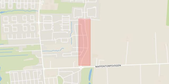Karta som med röd fyrkant ramar in Per Josephssons Väg, Malmö, Skåne län