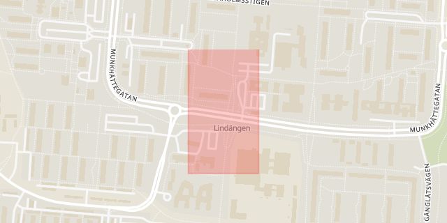 Karta som med röd fyrkant ramar in Lindängen, Malmö, Skåne län