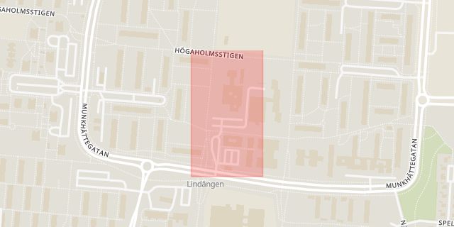 Karta som med röd fyrkant ramar in Lindängsplan, Malmö, Skåne län