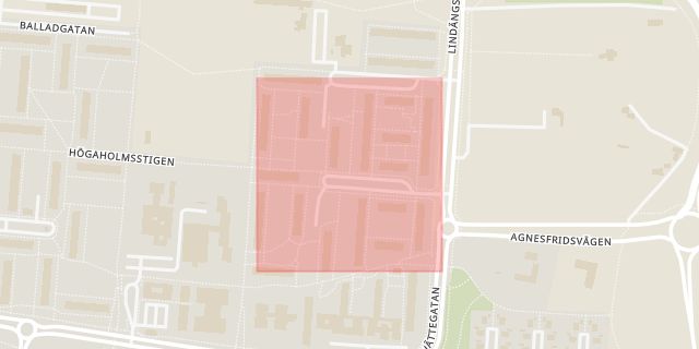 Karta som med röd fyrkant ramar in Kantatgatan, Malmö, Skåne län