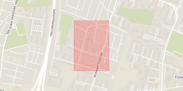 Karta som med röd fyrkant ramar in Söderkulla, Söderkullagatan, Malmö, Skåne län