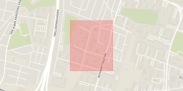 Karta som med röd fyrkant ramar in Söderkullagatan, Malmö, Skåne län