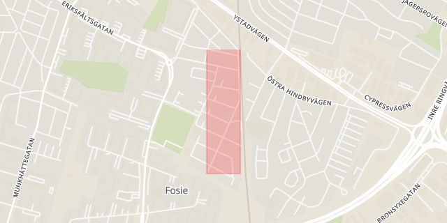 Karta som med röd fyrkant ramar in Gullviksgatan, Malmö, Skåne län