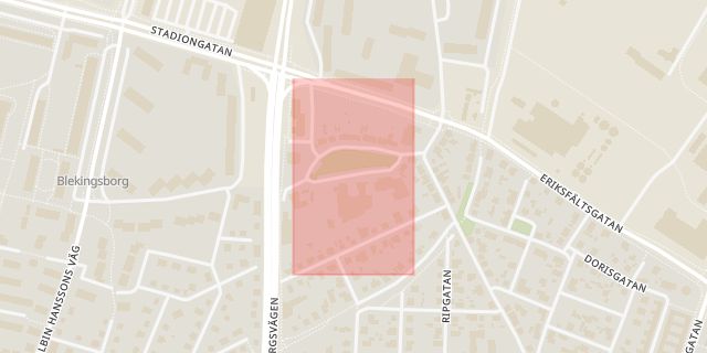 Karta som med röd fyrkant ramar in Jöns Risbergsgatan, Malmö, Skåne län