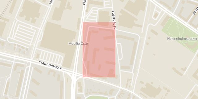 Karta som med röd fyrkant ramar in Finlandsgatan, Malmö, Skåne län
