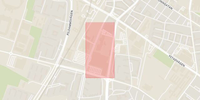 Karta som med röd fyrkant ramar in Mobilia, Malmö, Skåne län