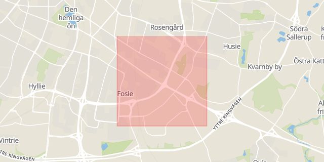 Karta som med röd fyrkant ramar in Agnesfridsvägen, Malmö, Skåne län