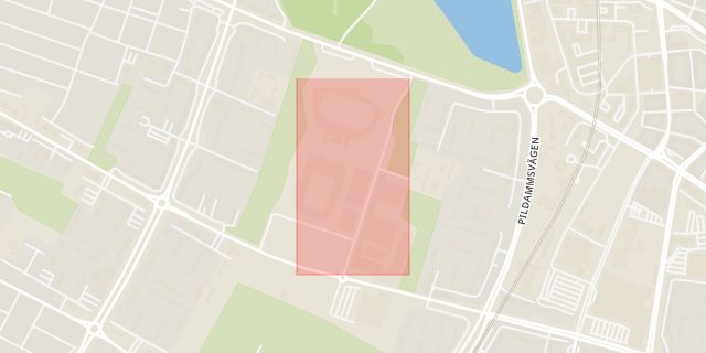 Karta som med röd fyrkant ramar in Eric Perssons Väg, Malmö, Skåne län