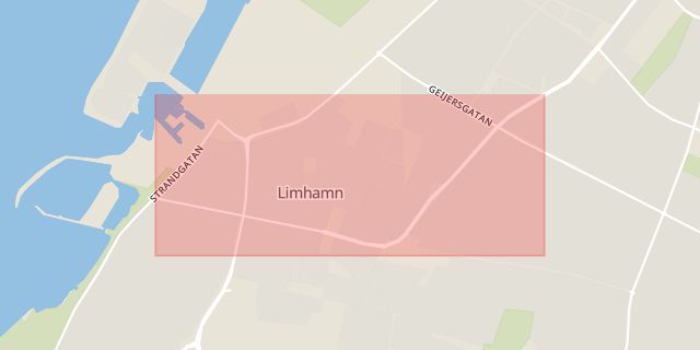 Karta som med röd fyrkant ramar in Limhamn, Linnégatan, Malmö, Skåne län