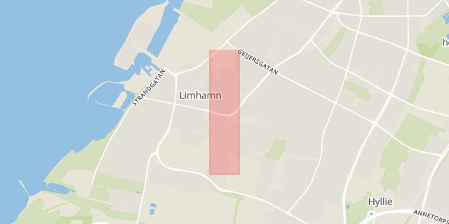 Karta som med röd fyrkant ramar in Västanväg, Limhamn, Malmö, Skåne län