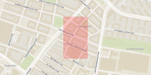 Karta som med röd fyrkant ramar in Grill, Ystadsgatan, Malmö, Skåne län