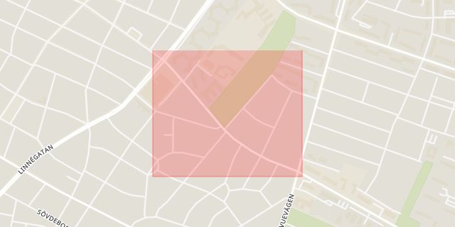Karta som med röd fyrkant ramar in Mellanhedsgatan, Malmö, Skåne län