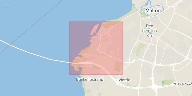 Karta som med röd fyrkant ramar in Limhamn, Västra Innerstaden, Malmö, Skåne län
