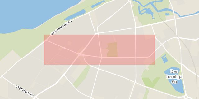 Karta som med röd fyrkant ramar in Köpenhamnsvägen, Malmö, Skåne län