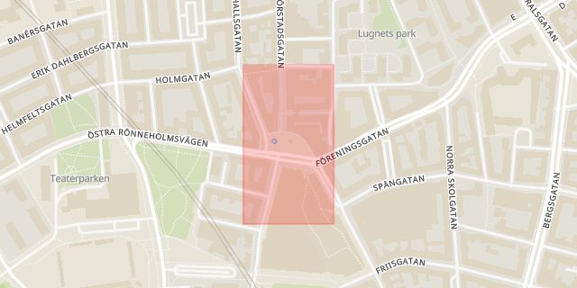 Karta som med röd fyrkant ramar in Triangeln, Malmö, Skåne län