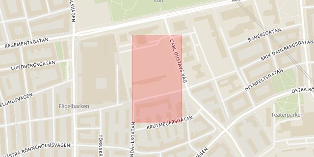 Karta som med röd fyrkant ramar in Hästhagen, Hästhagens Idrottsplats, Malmö, Skåne län