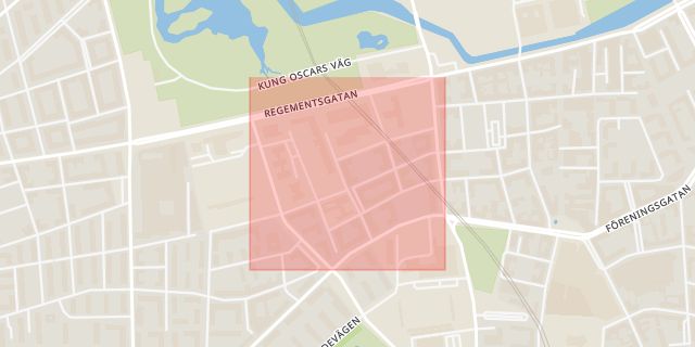 Karta som med röd fyrkant ramar in Hästhagen, Malmö, Skåne län