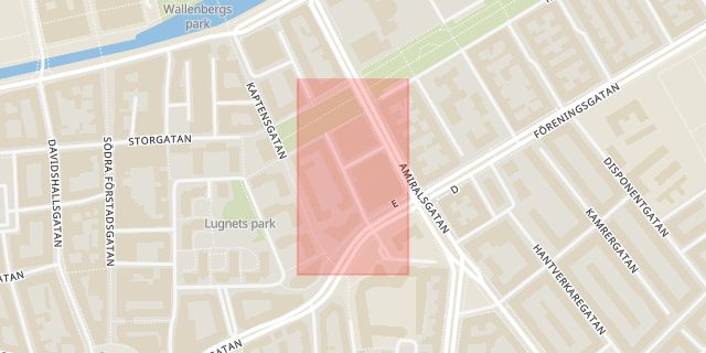 Karta som med röd fyrkant ramar in Möllers Gata, Malmö, Skåne län
